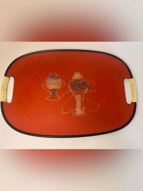 Vintage Tilso Retro Orange 60s 70s Serving Tray Glitter Japan Groovy Decor‎ MCM